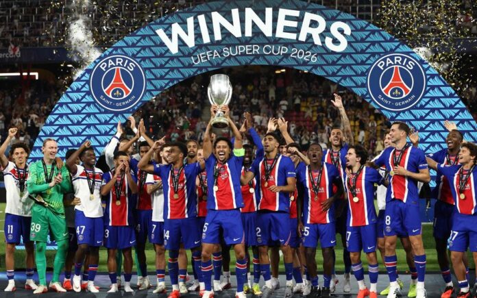 FBL-EUR-SUPERCUP-PSG-ASTON VILLA-TROPHY